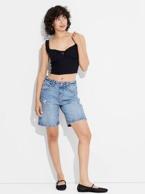 Women's Bow Lace Trim Corset Tank Top - Wild Fable Black XS